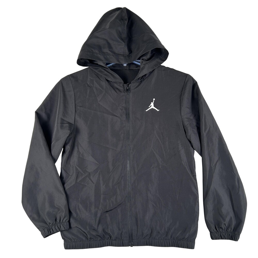 Jordan Jacket Youth 10-12 Black Hooded Dri-FIT Full Zip Windbreaker Athletic